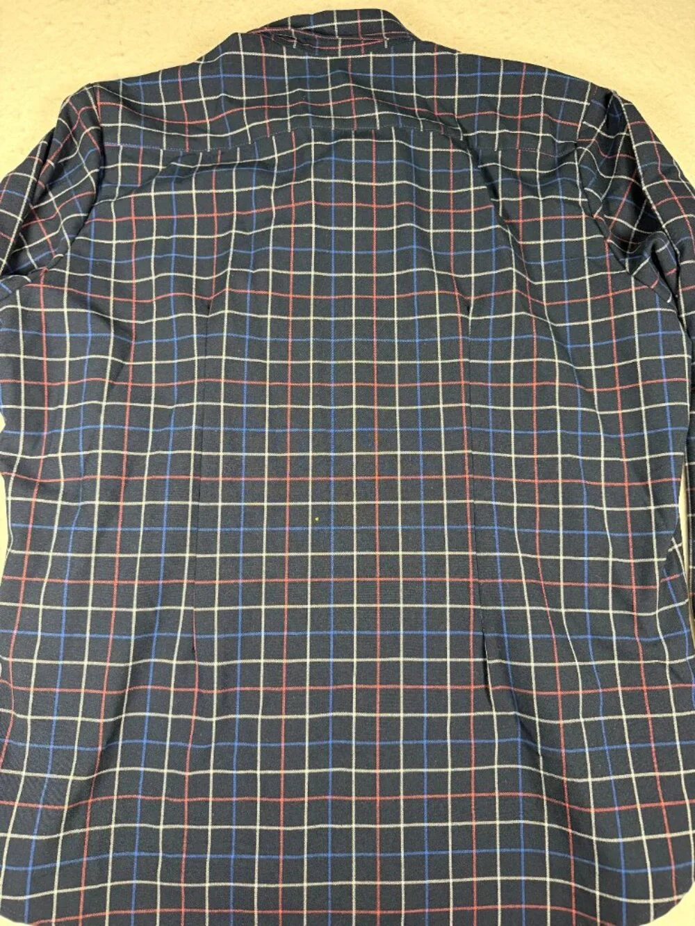 Mizzen + Main Men's Shirt Large Standard Fit Navy Blue Plaid Performance EUC